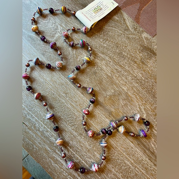 Handmade Haitian Paper Bead Necklace, NWT, The Apparent Project - Picture 1 of 5